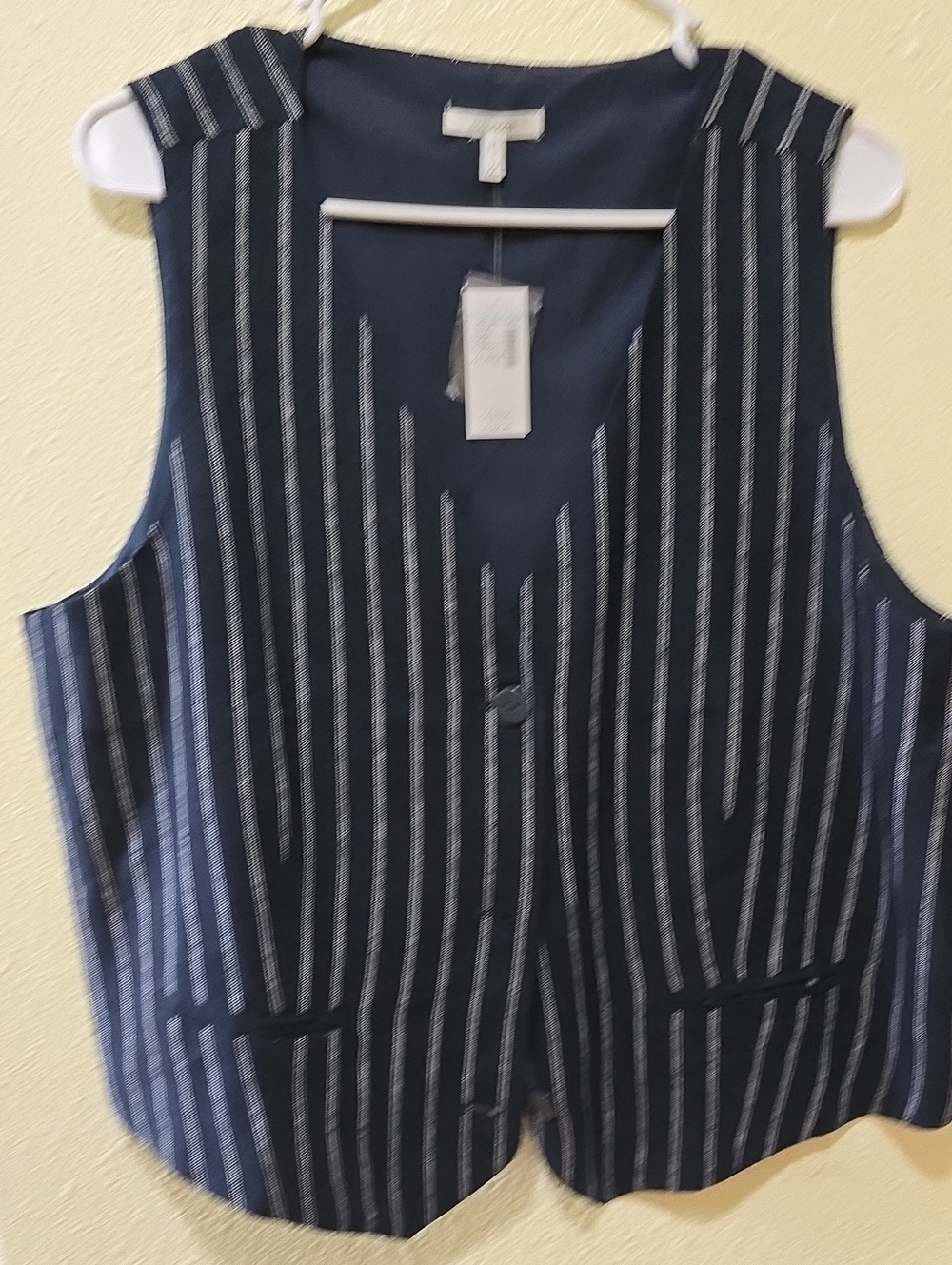 Women's Navy Pinstripe Vest